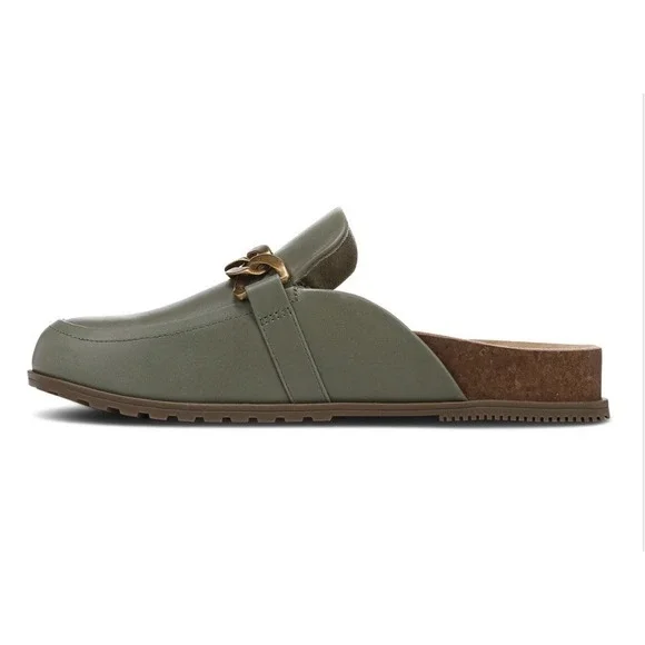 Vionic Georgie Mule Clog Leather Army Green Womens 6.5 Medium Arch Support‎ New - Picture 5 of 11